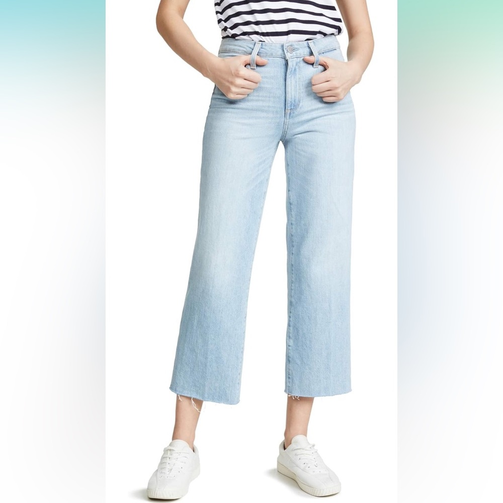 Paige Nellie Womens Size 28 Blue Light Wash High Rise Wide Leg Cropped Jeans